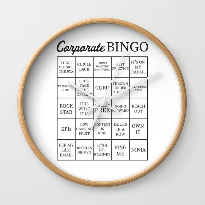 Corporate Jargon Buzzword Bingo Card Wall Clock