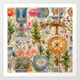 Sundials and Flower Pots Art Print