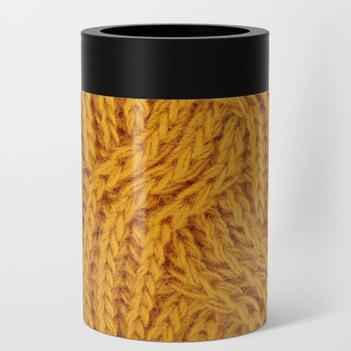 Brown yellow Knitted textile  Can Cooler