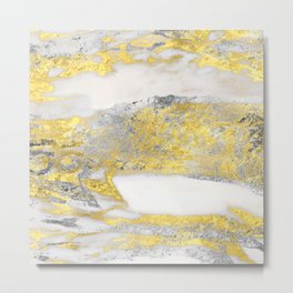 Silver and Gold Marble Design Metal Print