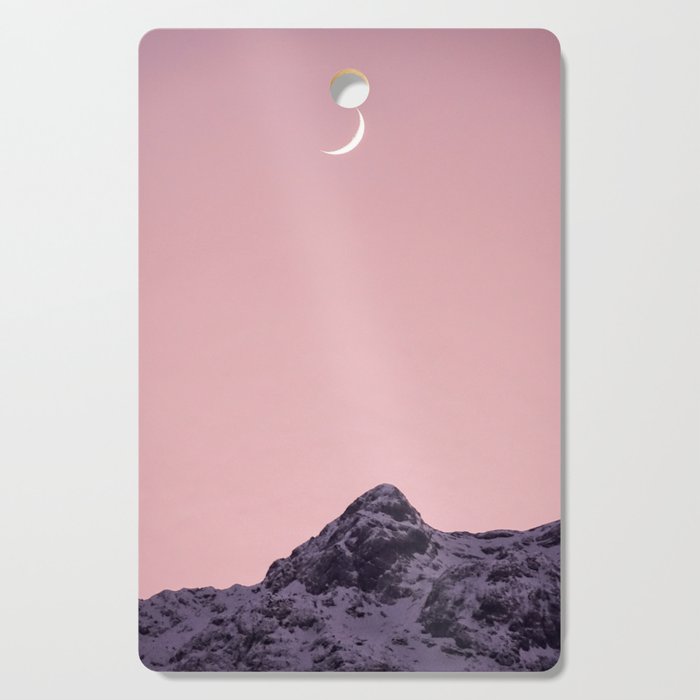 Austria, pink sunset moon mountain Cutting Board