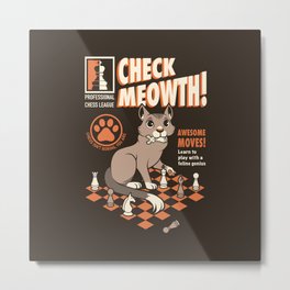Check-Meowth Cat Chess Metal Print | Funnycats, Meow, Ilovecats, Animal, Chessplayer, Kitten, Chesslover, Gambit, Chess, Chessboard 