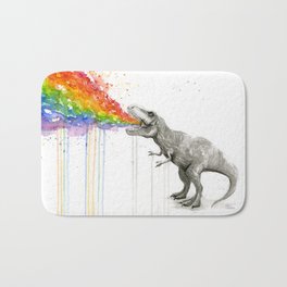 T-Rex Dinosaur Rainbow Puke Taste the Rainbow Watercolor Bath Mat