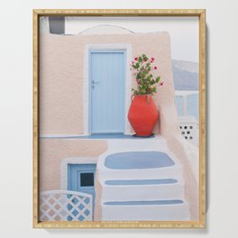Dreamy Santorini Oia #3 #wall #art #society6 Serving Tray