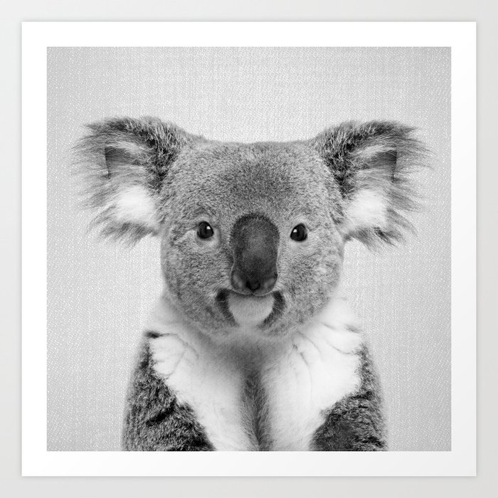 Koala 2 - Black & White Art Print by galdesign | Society6