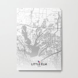 Little Elm, Texas, United States - Light City Map Metal Print