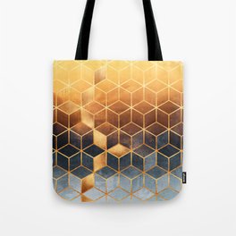 Golden Gradient Cubes Tote Bag