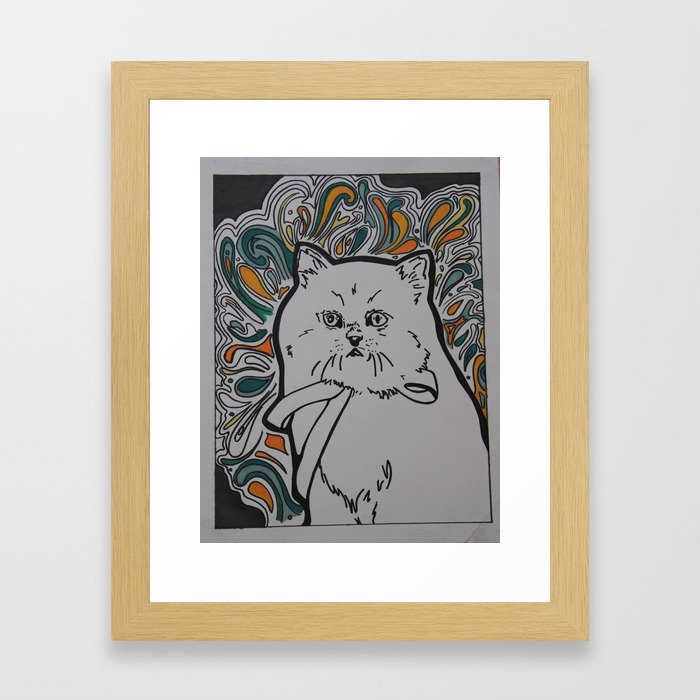 psychédélique meow Framed Art Print