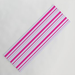 [ Thumbnail: Lavender and Deep Pink Colored Lined Pattern Yoga Mat ]
