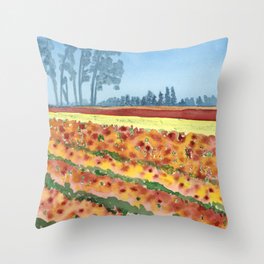 Tulip Farm in Oregon Throw Pillow
