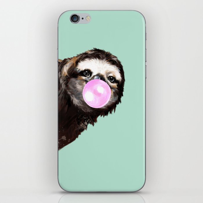 Bubble Gum Sneaky Sloth in Green iPhone Skin