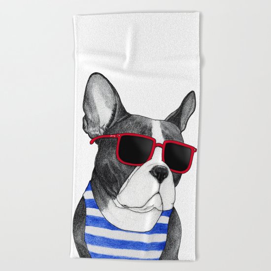 Frenchie Summer Style Beach Towel