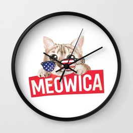 Meowica American Cat Independence Day Wall Clock