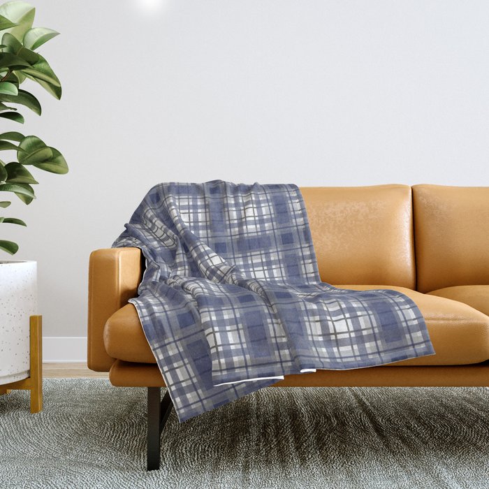 Navy plaid throw on sale