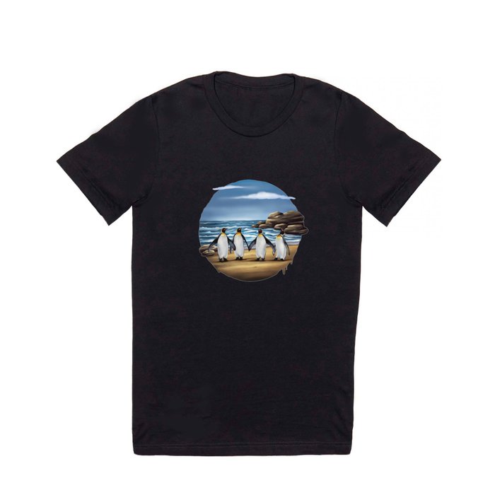King Penguins walking on the Beach T Shirt