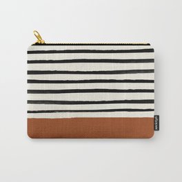 Burnt Orange x Stripes Carry-All Pouch | Curated, Painting, Stripe, Striped, Pattern, Stripes, Black And White, Colorblock, Autumn, Orange 