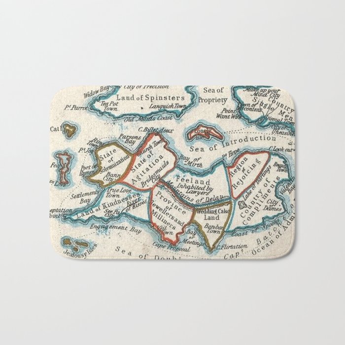 Allegorical Maps of Love, Courtship, and Matrimony Bath Mat