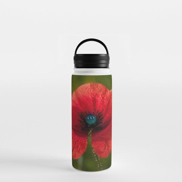 Scarlet Symphony: Vibrant Red Poppy Blooming Water Bottle