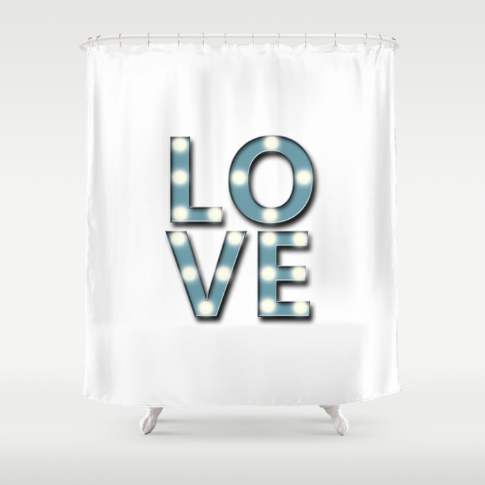 Love Lighted Marquee Sign Stacked Duck Egg Blue And White Shower Love Lighted Marquee Sign Stacked Duck Egg Blue And White Shower Curtain