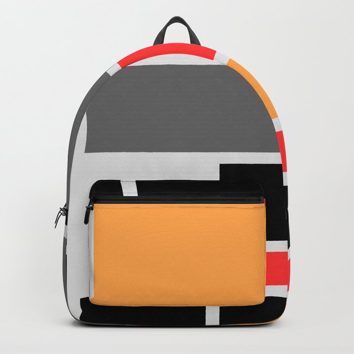 Mondrianista orange red black and gray Backpack