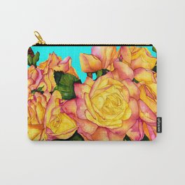 Peace Roses Turquoise Carry-All Pouch | Roses, Turquoise, Peacerose, Painting, Watercolor, Flowers, Garden 