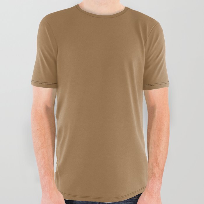 Dark Brown Solid Color Pairs Pantone Bone Brown 17-1128 TCX - Shades of Orange Hues All Over Graphic Tee