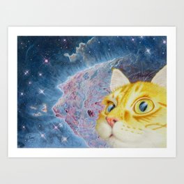 Oz in Space - Cat in space Art Print