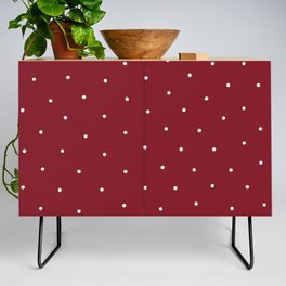White Dots on Red Christmas Pattern Background Credenza