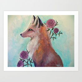 Fox in Flowers Art Print