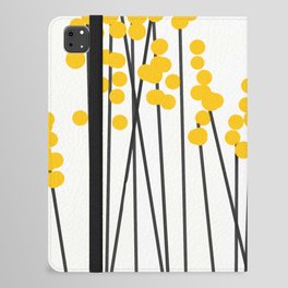 Hello Spring! Yellow/Black Retro Plants on White #decor #society6 #buyart iPad Folio Case