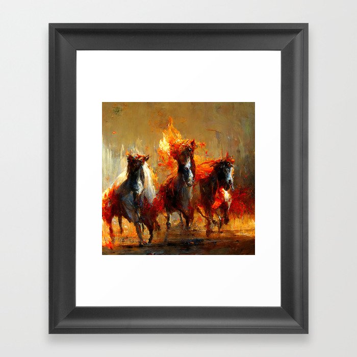 Flaming Horses Framed Art Print