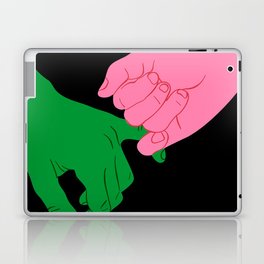 Colorful people holding hands flat cartoon illustration print Laptop Skin