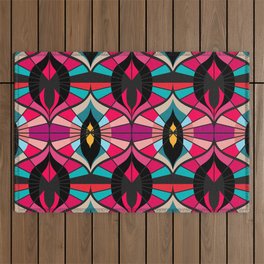 Seamless retro pattern in the style of the sixties. Art deco vintage wallpaper or fabric.  Outdoor Rug