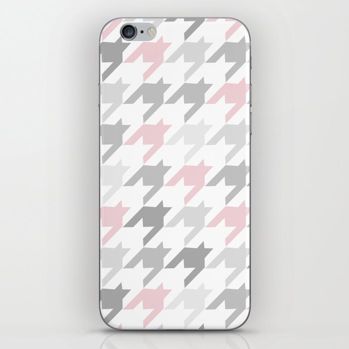 Pink & Gray Houndstooth  iPhone Skin