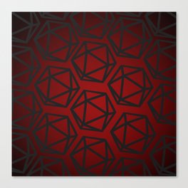 D20 Pattern - Red Black Gradient Canvas Print