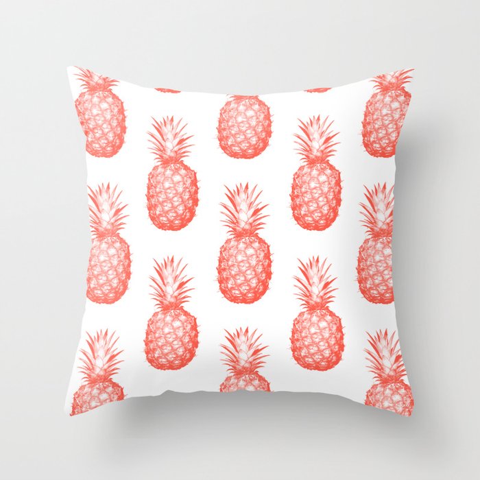 Coral Pineapple Throw Pillow