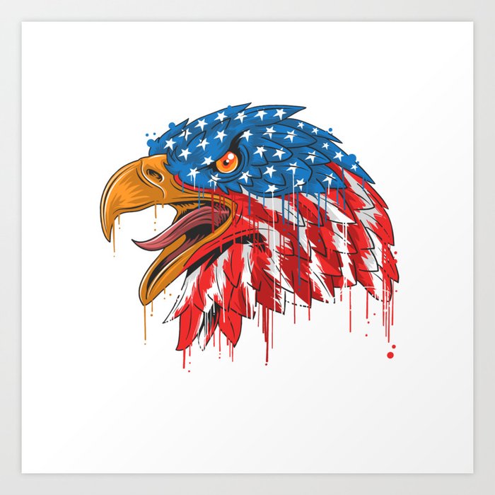 4th of July Eagle with USA Flag Art Print