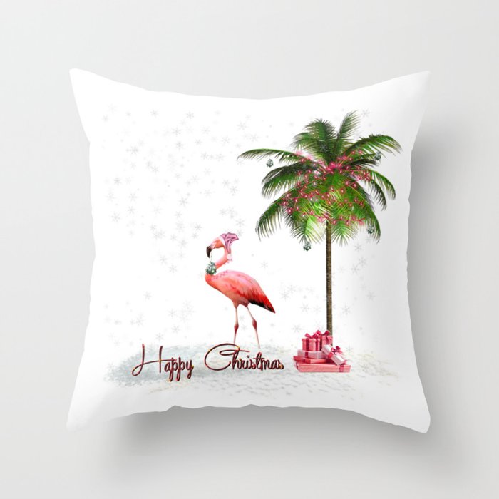 Flamingo christmas store pillow