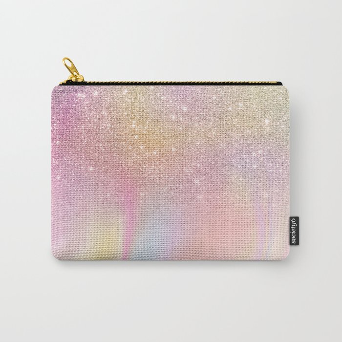 Modern Rainbow glitter ombre sparkles pastel holographic marble pattern Carry-All Pouch