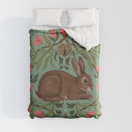 Rabbit in the Secret Garden // Arsenic Green Duvet Cover