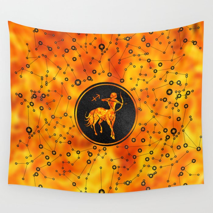 Sagittarius Zodiac Sign Fire element Wall Tapestry by