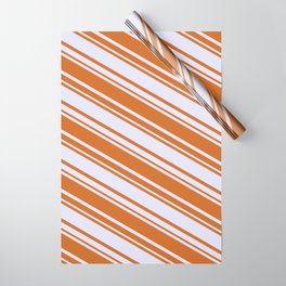 [ Thumbnail: Chocolate & Lavender Colored Lined/Striped Pattern Wrapping Paper ]