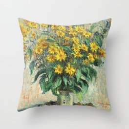 Jerusalem Artichoke Flowers (1880) by Claude Monet Throw Pillow