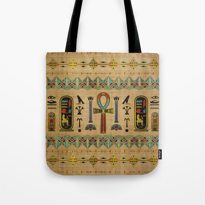 Egyptian Cross - Ankh Ornament on papyrus Tote Bag