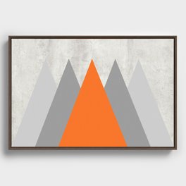 Grey - Orange Mountains Framed Canvas