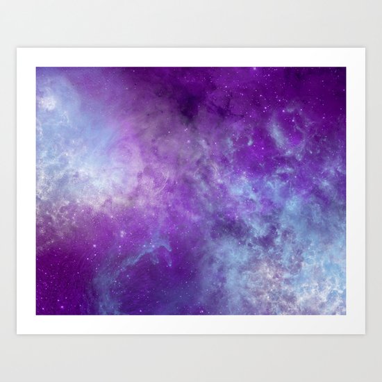 Purple Cloud Nebula Watercolor Universe Art Print