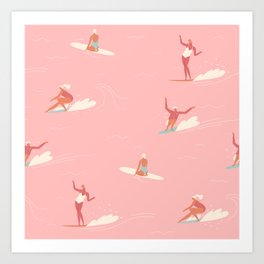 Waikiki beach in pink Art Print