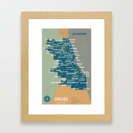 City of Chicago Map Framed Art Print