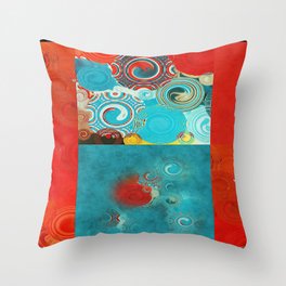 Swirly Red and Turquoise Mosaic Throw Pillow