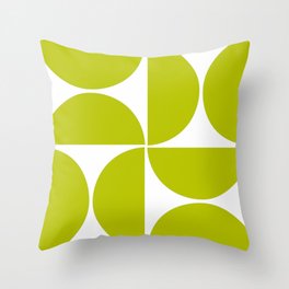 Mid century modern large lime green shapes Throw Pillow